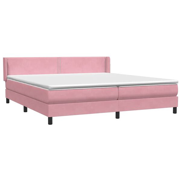 vidaXL Cama com molas/colch&atilde;o 200x220 cm veludo rosa