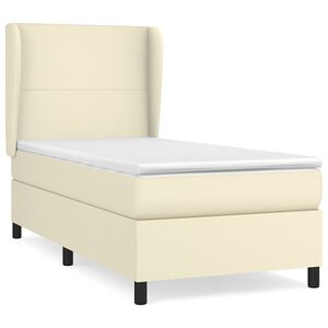 vidaXL Cama com molas/colch&atilde;o 100x200 cm couro artificial cor creme