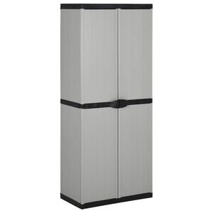 vidaXL Arm&aacute;rio arruma&ccedil;&atilde;o jardim 3 prateleiras 68x40x168cm cinza/preto