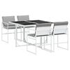 vidaXL 5 pcs conj. de jantar p/ jardim c/ almofad&otilde;es textilene branco