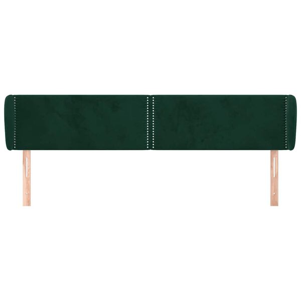 vidaXL Cabeceira de cama c/ abas veludo 203x23x78/88cm verde-escuro