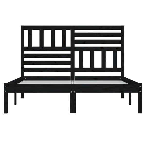 vidaXL Estrutura de cama king size 150x200 cm pinho maciço preto