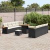 vidaXL Conjunto de Sof&aacute; de Jardim com almofada Preto Rattan Sint&eacute;tico