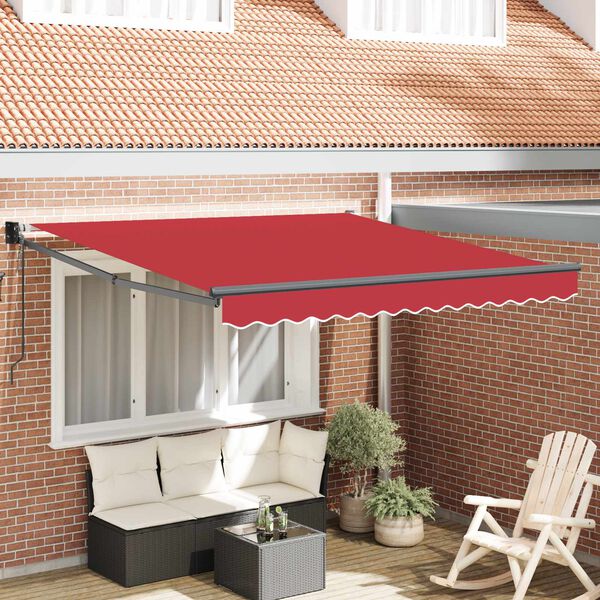 vidaXL Toldo Retr&aacute;til Vermelho 350 x 250 cm Poli&eacute;ster e Alum&iacute;nio