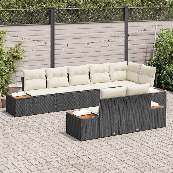 vidaXL Conjunto de Sof&aacute; de Jardim 8 pcs Preto Rattan Sint&eacute;tico