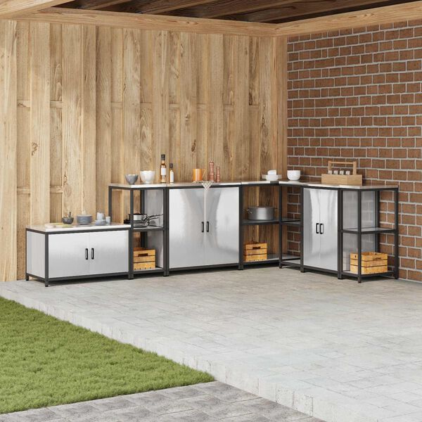 vidaXL Armazenamento de Cozinha Prateado 60 x 50 x 92 cm A&ccedil;o