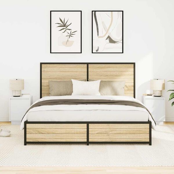 vidaXL Mesas cabeceira c/ luzes LED 2 pcs 38x34x50 cm branco