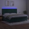 vidaXL Cama box spring c/ colch&atilde;o/LED 200x200 cm veludo verde-escuro