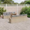 vidaXL Conjunto de Sof&aacute; de Jardim 9 pcs Bege Rattan Sint&eacute;tico
