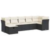 vidaXL 7 pcs conjunto de sof&aacute;s p/ jardim c/ almofad&otilde;es vime PE preto