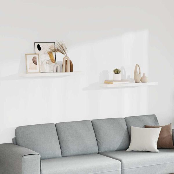 vidaXL Prateleiras parede suspensas 2 pcs 90x23,5x3,8cm MDF branco
