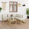 vidaXL 6 pcs conjunto lounge de jardim c/ almofad&otilde;es cor creme