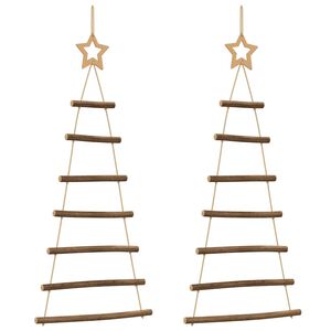 vidaXL &Aacute;rvores de Natal suspensas com estrelas no topo 2 pe&ccedil;as 42x90 cm galho natural