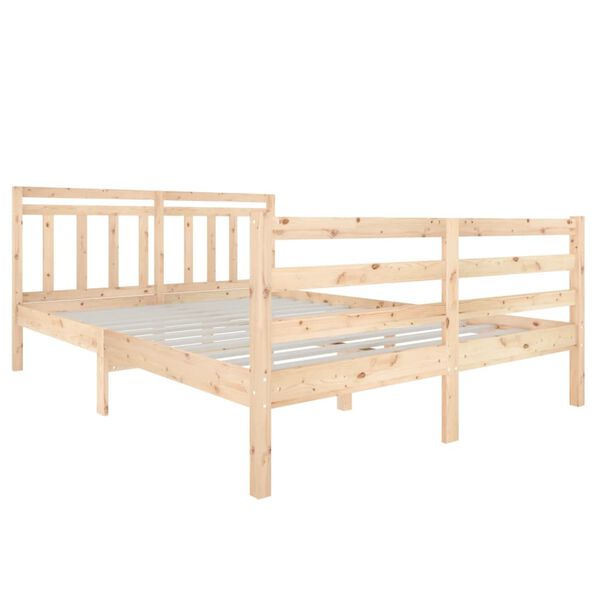 vidaXL Estrutura de cama casal 135x190 cm madeira maci&ccedil;a