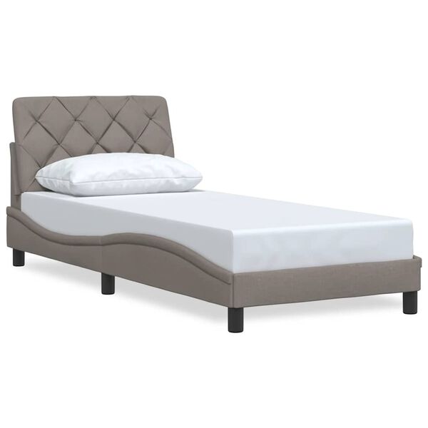 vidaXL Estrutura de cama sem colch&atilde;o 90x190 cm tecido cinzento