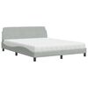 vidaXL Cama com colch&atilde;o Dover 160x200 cm veludo cinzento-claro