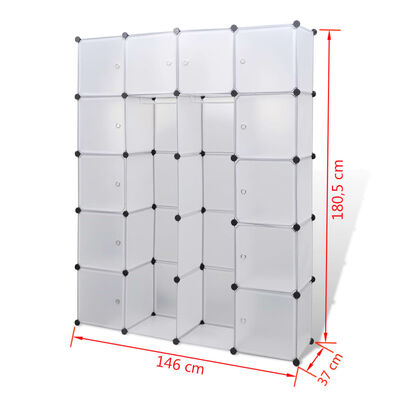 vidaXL Armário plástico modular 14 gavetas 37x146x180,5cm branco