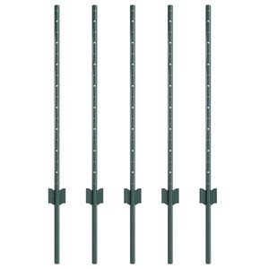 vidaXL Poste de Cerca Embutido 5 unid. Verde 120 cm A&ccedil;o revestido a p&oacute;