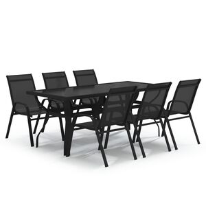 vidaXL 7 pcs conjunto de jantar para jardim preto