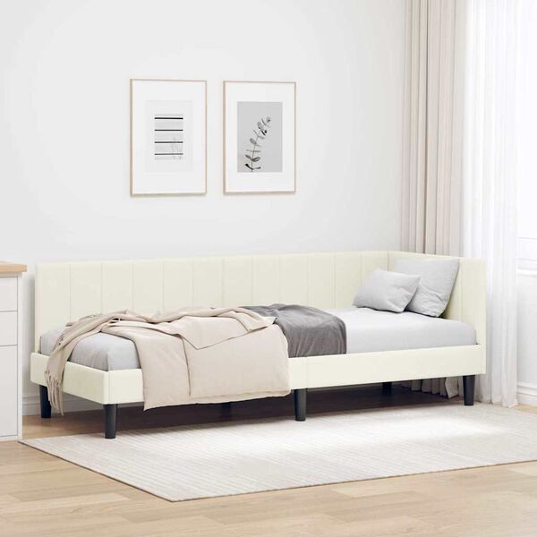 vidaXL Estrutura de Cama de Canto Creme 80 x 200 cm Veludo