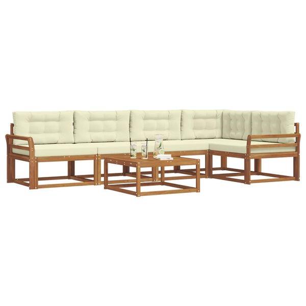 vidaXL Conjunto de Sof&aacute;s para Exterior 6 pcs Natural e Creme