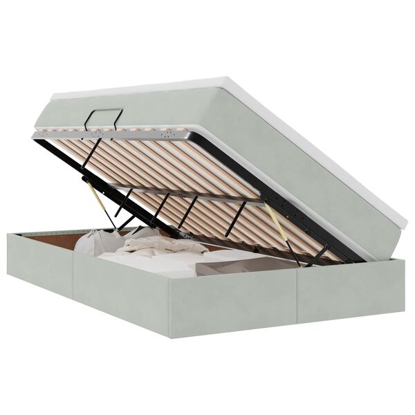 vidaXL Cama com arruma&ccedil;&atilde;o e colch&atilde;o Cinzento-claro 120 x 200 cm Veludo