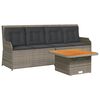 vidaXL 3 pcs conjunto lounge de jardim c/ almofad&otilde;es vime PE cinzento