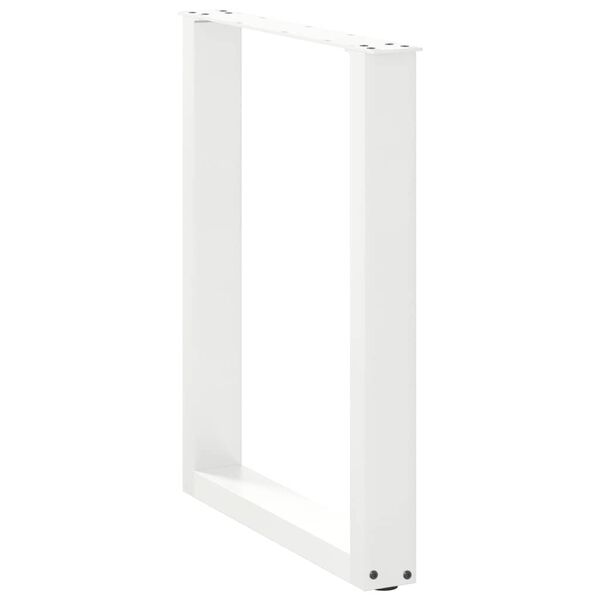 vidaXL P&eacute;s para mesa de jantar em formato de U, 2 pe&ccedil;as, branco, 60x(72-73) cm, a&ccedil;o