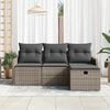 vidaXL Conjunto de Sof&aacute; de Jardim 4 pcs Cinzeto Rattan Sint&eacute;tico