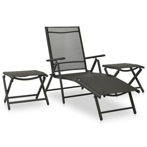 vidaXL 3 pcs conjunto lounge para jardim textilene e alum&iacute;nio preto