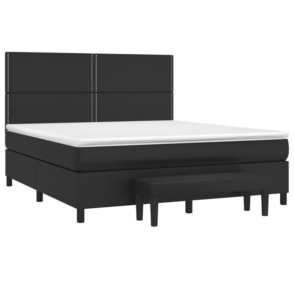 vidaXL Cama com molas/colch&atilde;o 180x200 cm couro artificial preto