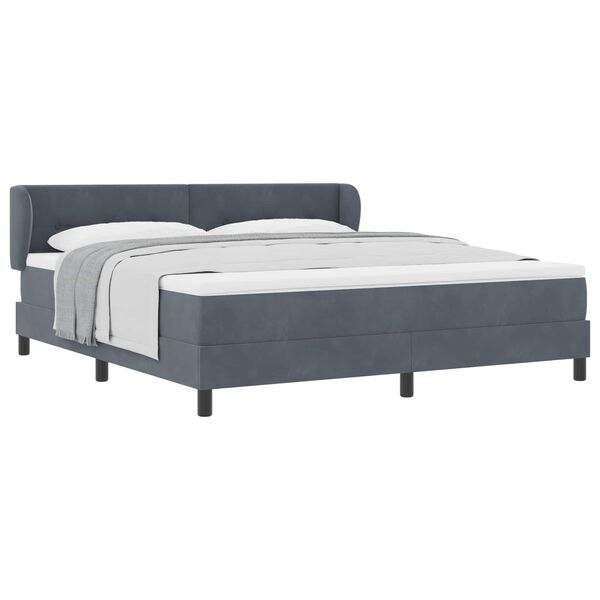 vidaXL Cama Box com colch&atilde;o Cinzento escuro 180 x 200 cm Veludo