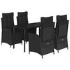 vidaXL 5 pcs conjunto de jantar p/ jardim c/ almofad&otilde;es vime PE preto
