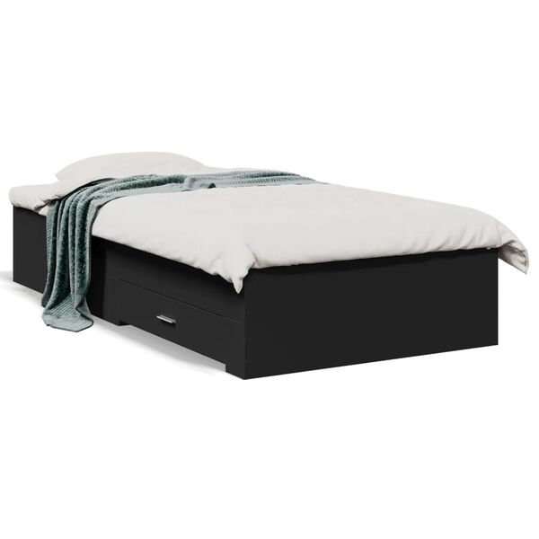 vidaXL Estrutura de cama c/ gavetas 90x200 cm derivados madeira preto