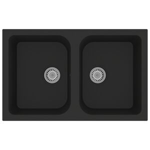 vidaXL Pia de cozinha Preto 76 x 48 x 30 cm Quartzo e Resina