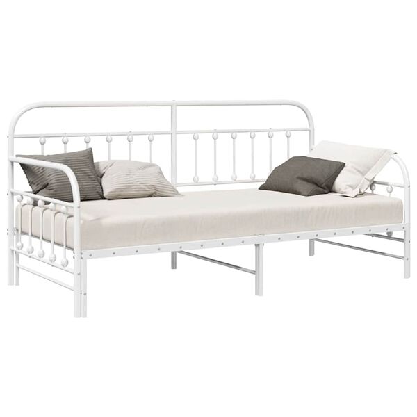 vidaXL Estrutura de cama de dia com cabeceira Branco 107 x 203 cm Aço