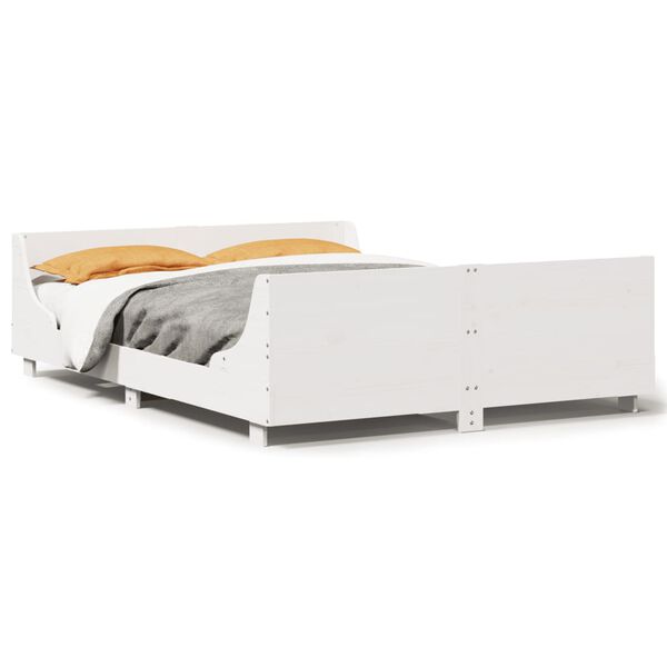 vidaXL Cama sem colch&atilde;o 120x200 cm madeira de pinho maci&ccedil;a branco