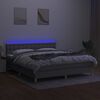 vidaXL Cama box spring c/ colch&atilde;o e LED 160x200 cm tecido cinza-claro