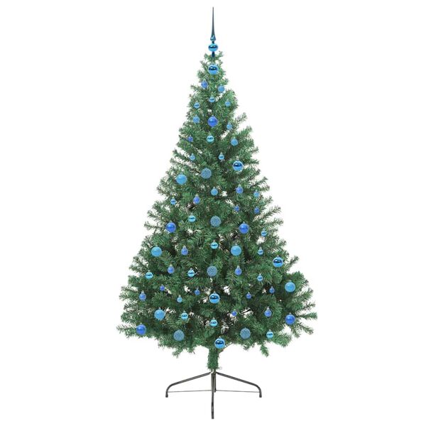 vidaXL &Aacute;rvore de Natal Artificial Pr&eacute;-iluminada Verde 210 cm PVC