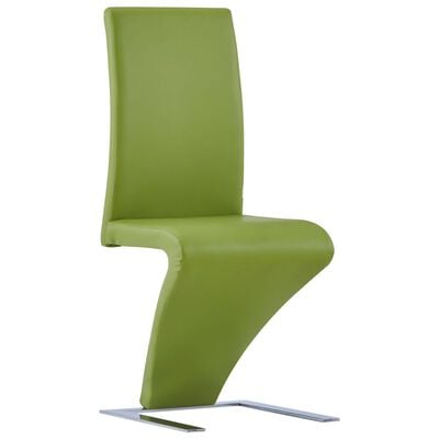 vidaXL Cadeiras de jantar ziguezague 2 pcs couro artificial verde