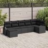 vidaXL Conjunto de Sof&aacute; de Jardim 7 pcs Preto Rattan Sint&eacute;tico