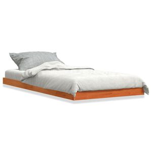 vidaXL Estrutura de cama 90x200 cm madeira pinho maci&ccedil;a castanho cera