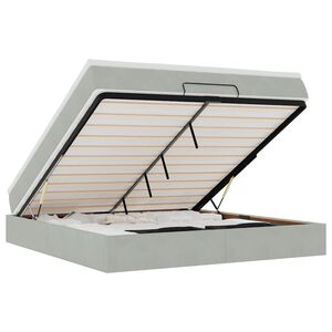 vidaXL Estrutura de cama otomana com colch&atilde;o 180x200 cm cinzento claro