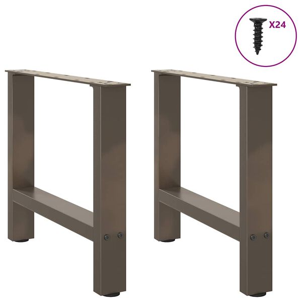 vidaXL P&eacute;s para mesa de centro em a&ccedil;o natural, 2 pe&ccedil;as, 60x (42-43) cm, a&ccedil;o