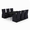 vidaXL 7 pcs conjunto de jantar para jardim com almofad&otilde;es preto