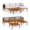 vidaXL Conjunto de lounge de jardim vidaXL com 5 pe&ccedil;as e almofadas em madeira de ac&aacute;cia creme e corda