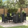 vidaXL Conjunto de Jantar para Jardim com almofada 7 pcs Preto vime PE
