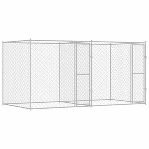 vidaXL Jaula para cão 2 pcs Prateado 400 x 200 x 200 cm Aço e PE