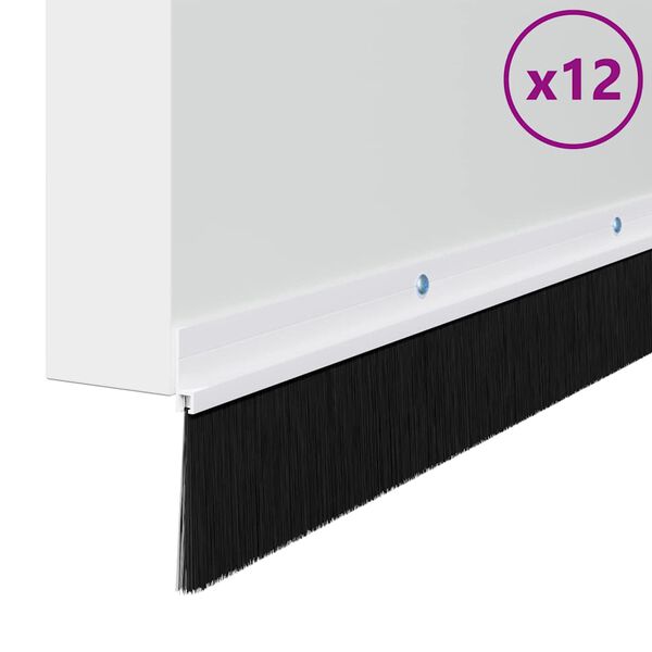 vidaXL Selos de Escovas para Porta com Parafuso 12 pcs Branco 100 cm