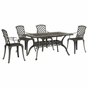 vidaXL 5 pcs conjunto de jantar para jardim alum&iacute;nio fundido bronze